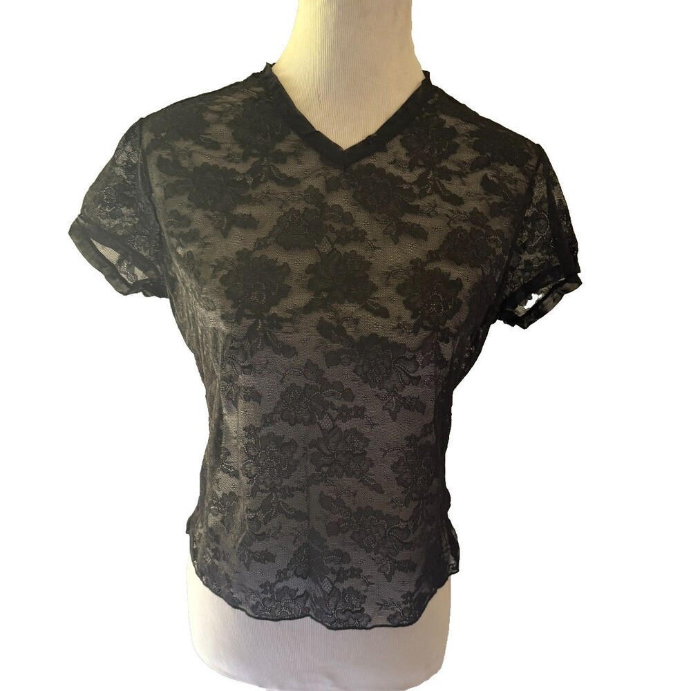 Donna Karen Black Sheer Cami Tank Size Large